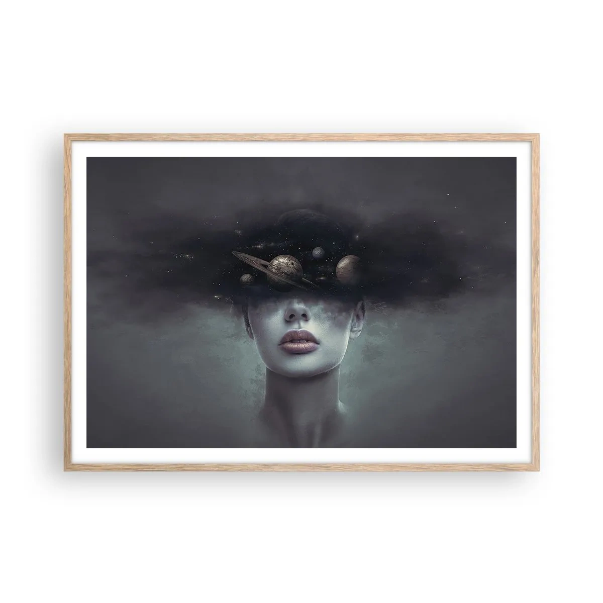 Poster în ramă de stejar deschis - Și planetele o iau razna... - 100x70 cm