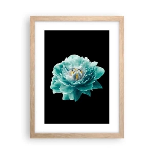 Poster în ramă de stejar deschis - Petale albastre și aurii - 30x40 cm