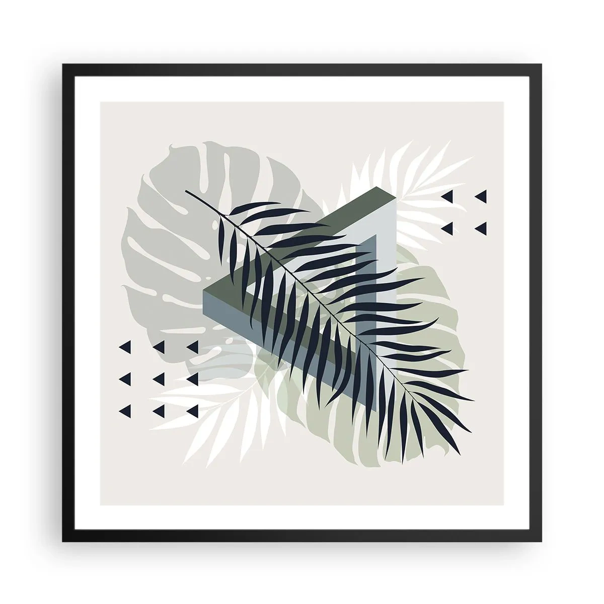 Poster în ramă neagră - Natura și geometria - două ordine? - 60x60 cm