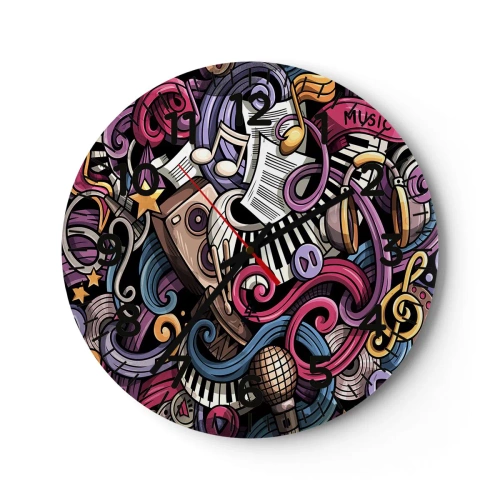 Ceas de perete - Ceas pe sticlă - Melodie complicată - 30x30 cm