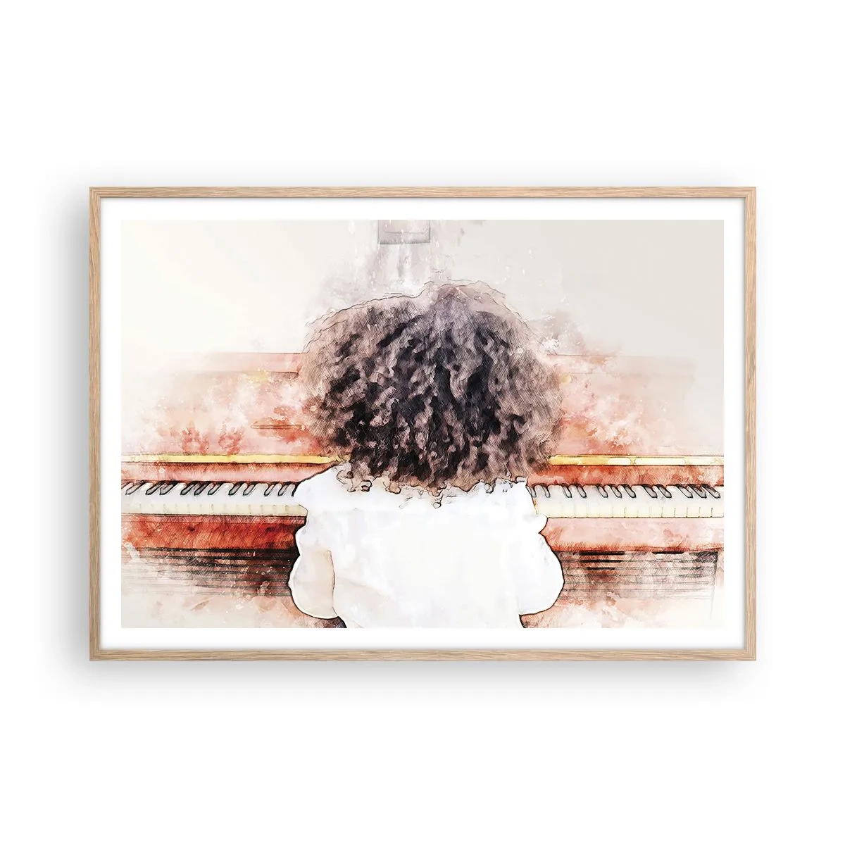 Poster în ramă de stejar deschis - Într-o lume a muzicii - 100x70 cm