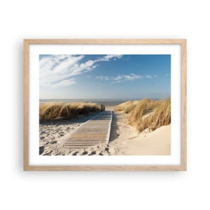 Poster în ramă de stejar deschis - În spatele dunei, în zumzetul ierbii - 50x40 cm