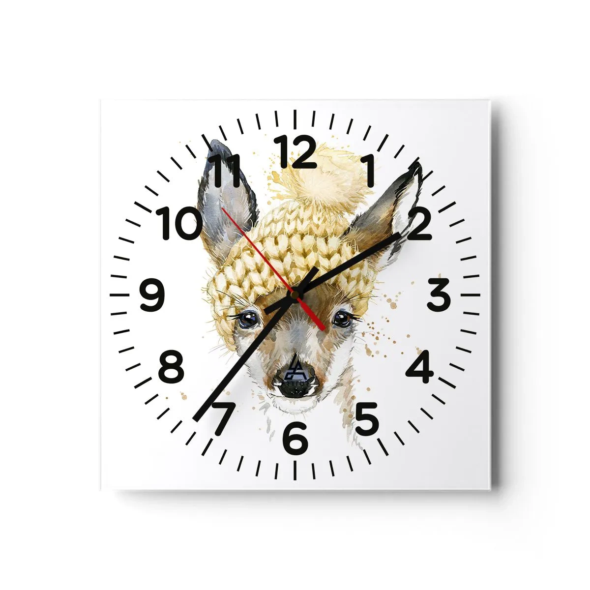 Ceas de perete - Ceas pe sticlă - Pentru iarnă într-o pădure înzăpezită - 30x30 cm