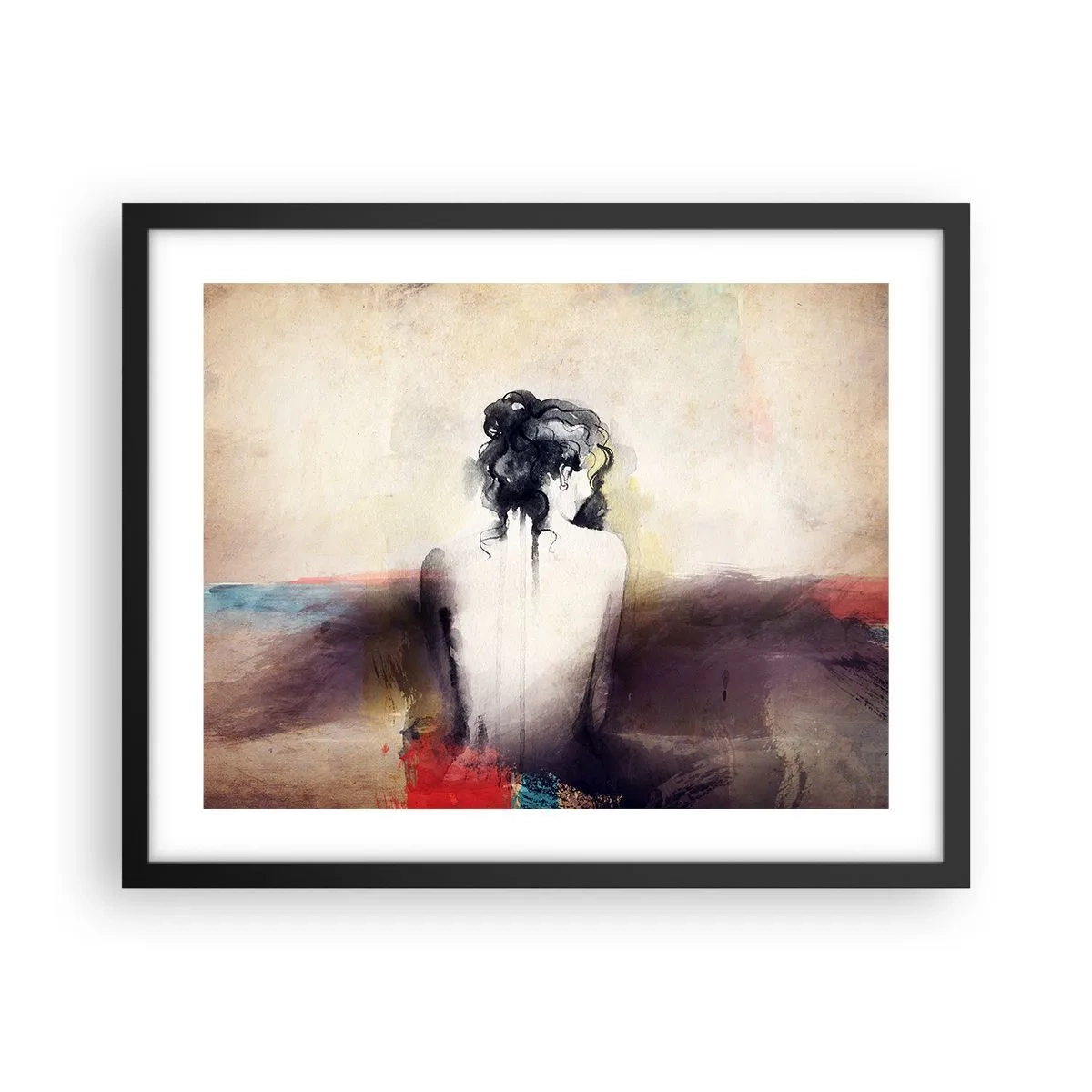 Poster în ramă neagră - Linii moi, forme ovale - 50x40 cm