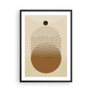 Poster în ramă neagră - Un model minimalist cu valuri și forme geometrice - 50x70cm - Despre originea figurilor geometrice - Decorațiune modernă pentru perete pentru living și dormitor ARTTOR