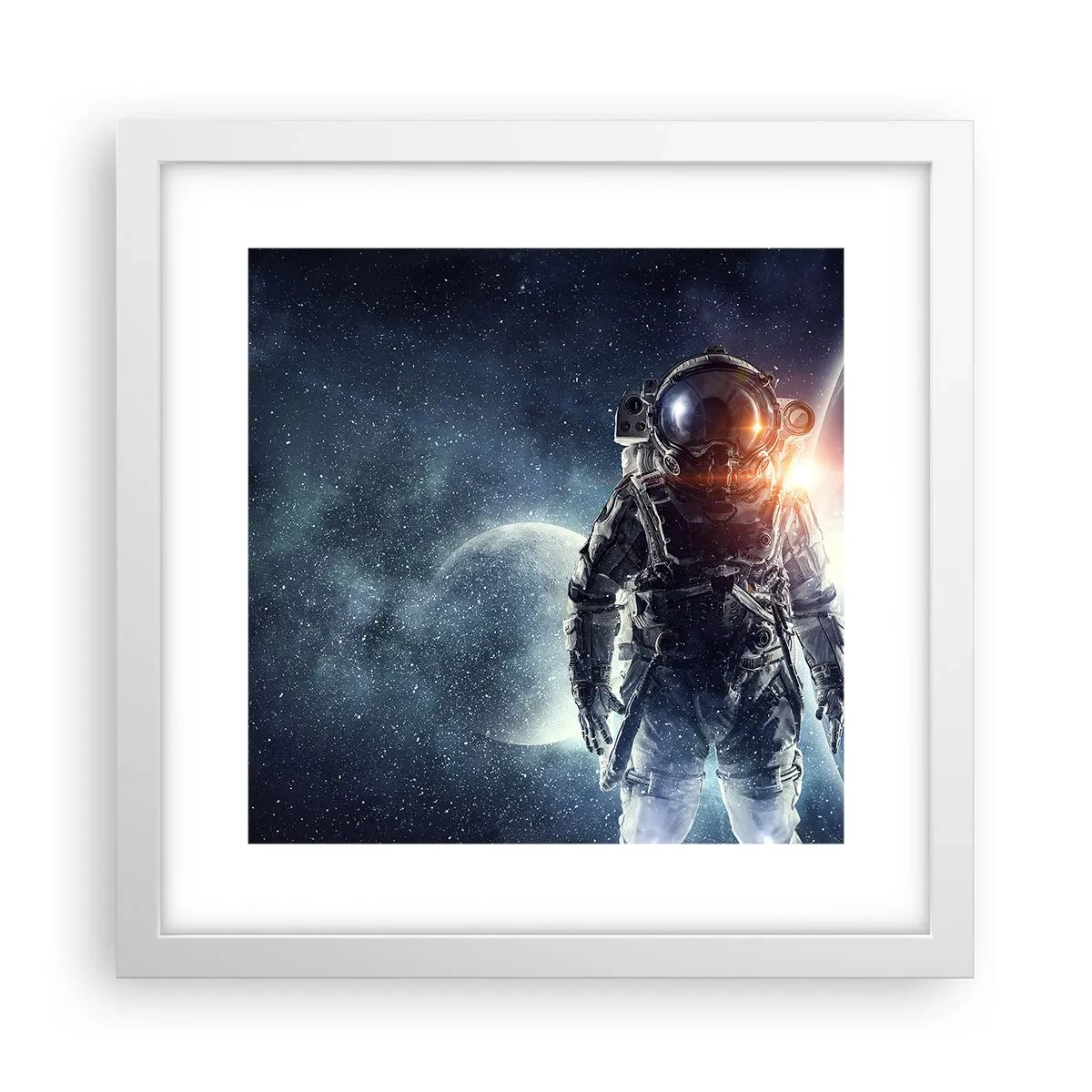 Poster în ramă albă - Aventură spațială - 30x30 cm