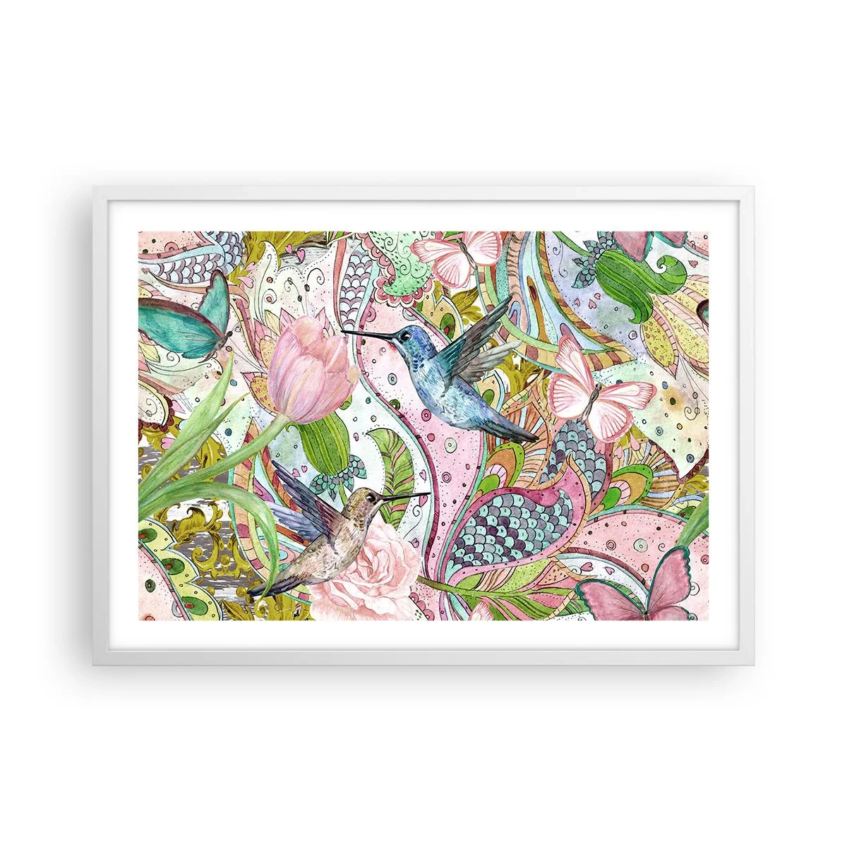 Poster în ramă albă - Încurcat în viță de vie - 70x50 cm