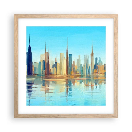 Poster în ramă de stejar deschis - Metropola însorită - 40x40 cm