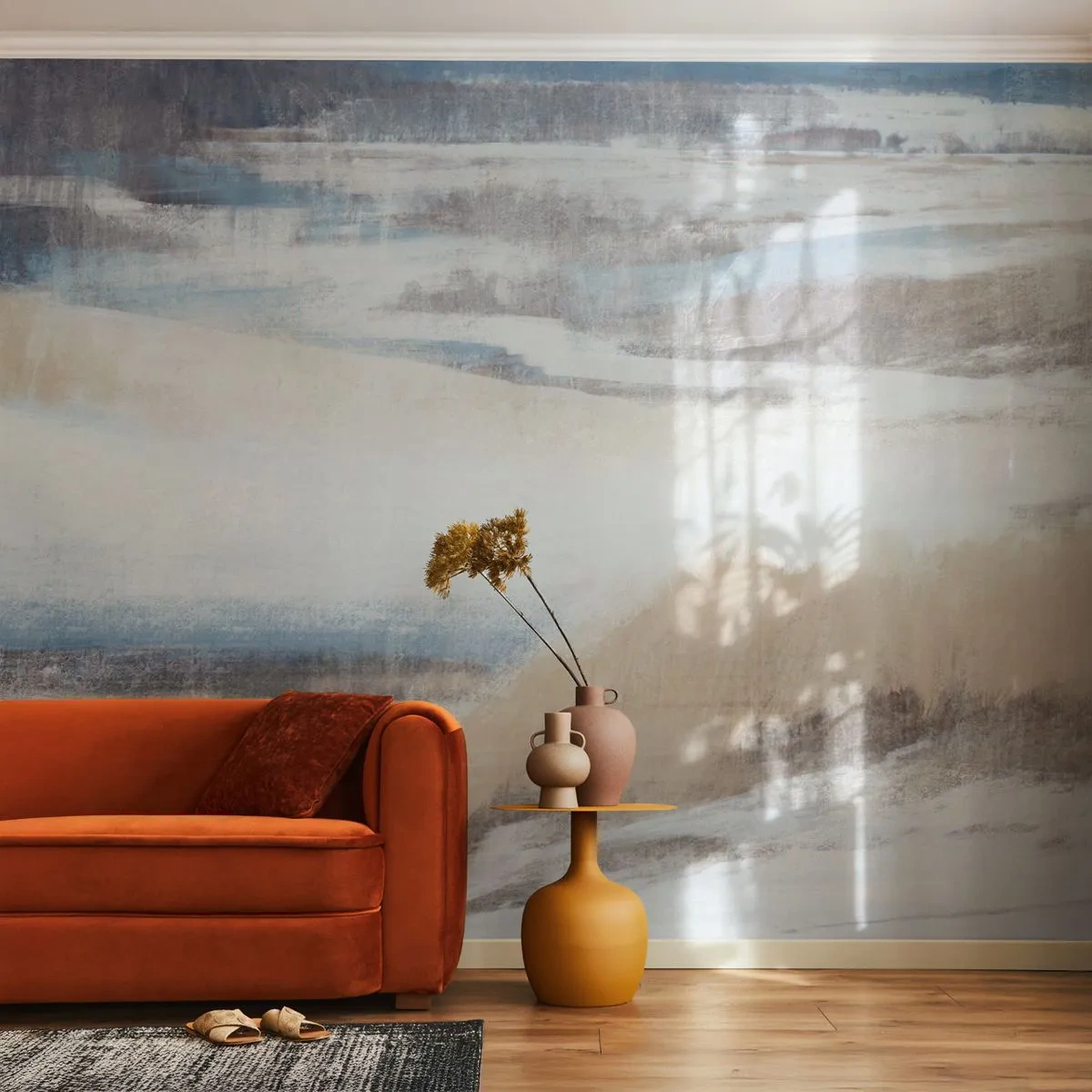 Tapet Premium Sand - Compoziție de iarnă - Iarnă, Bucată, Pastel - 350x256 cm