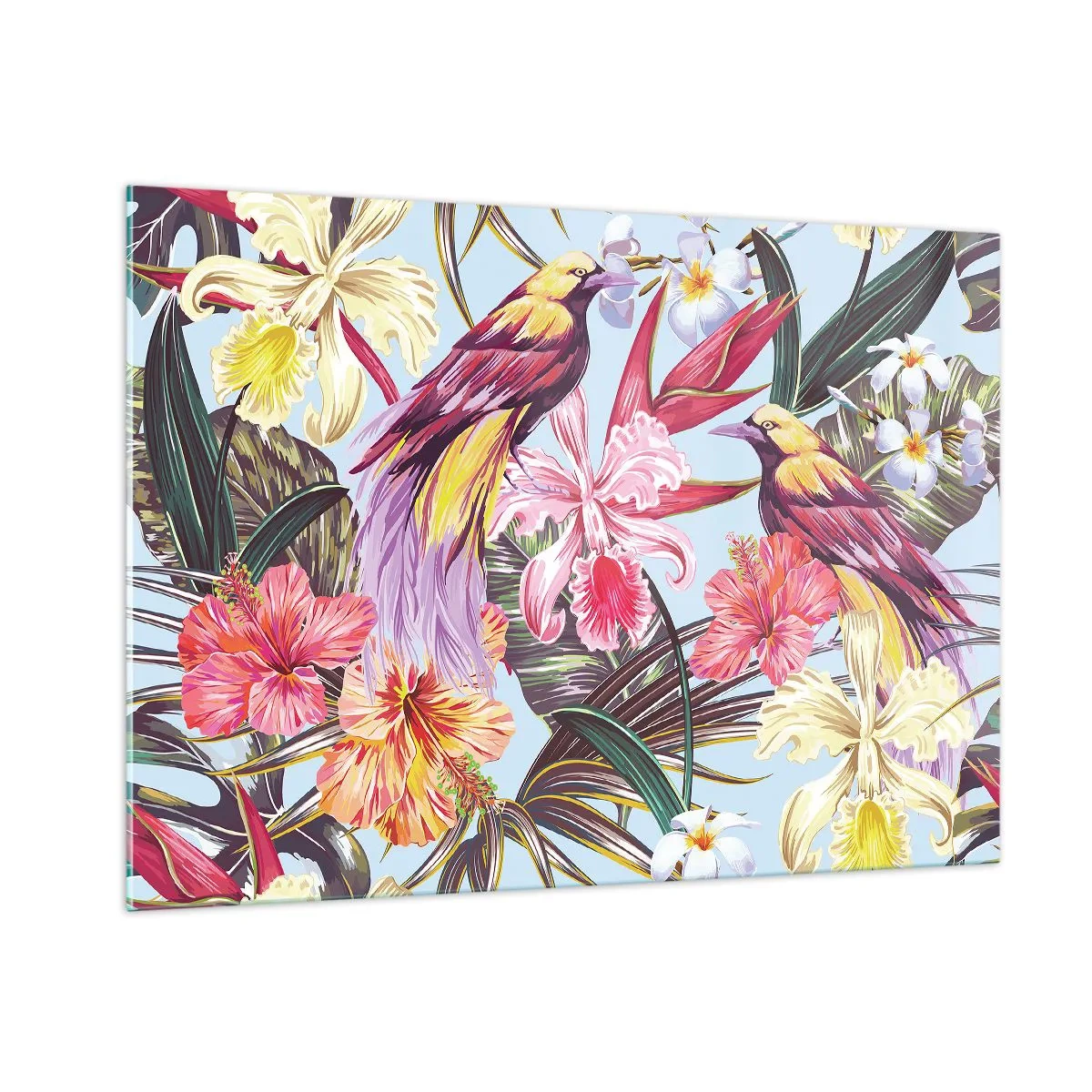 Tablou pe sticlă - Petale și pene - 100x70 cm