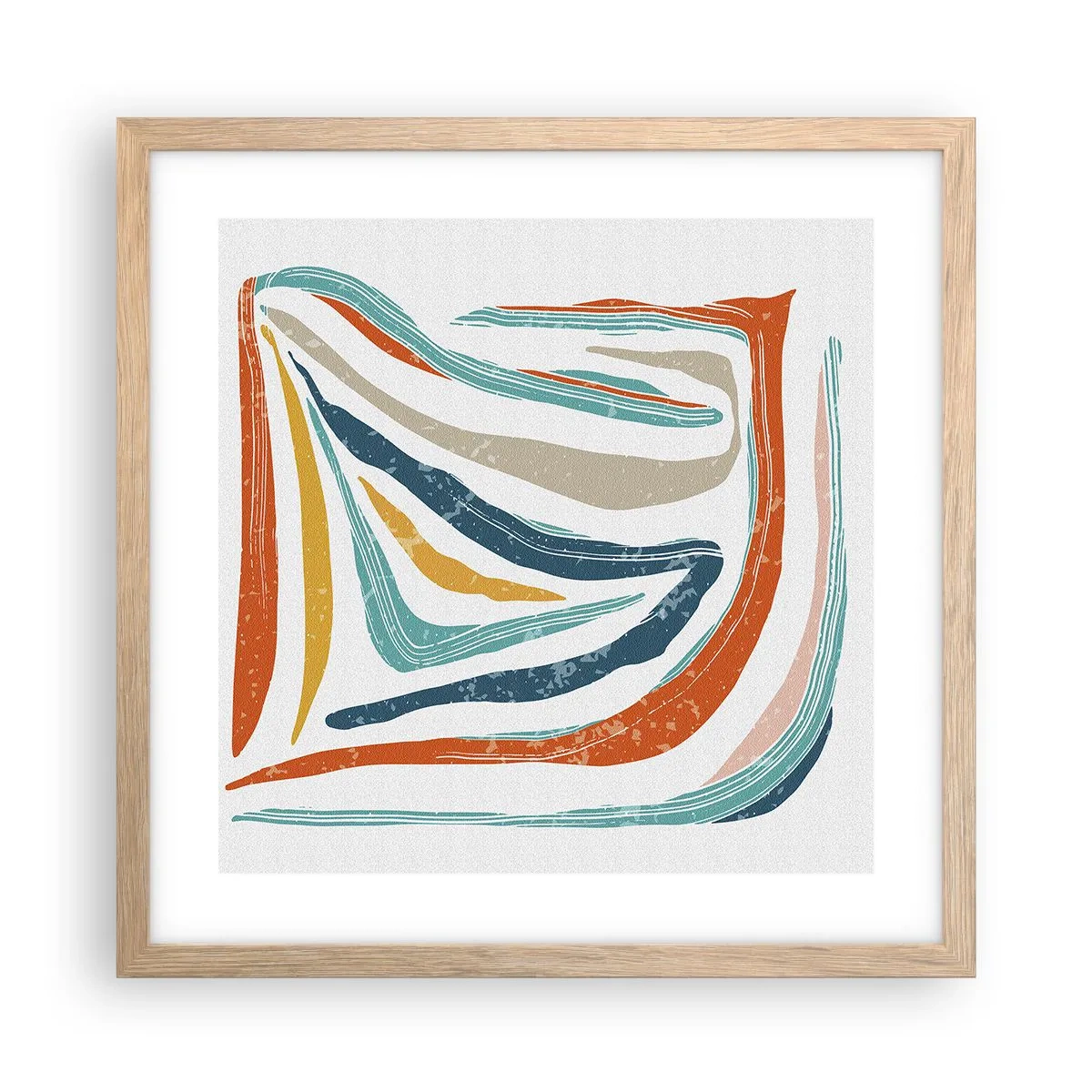 Poster în ramă de stejar deschis - Abstracție prietenoasă și zâmbitoare - 40x40 cm
