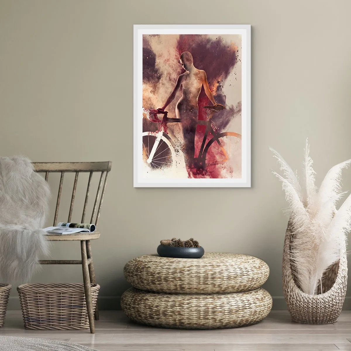 Poster în ramă albă - În forme de marmură sufletul ciclist - 40x50 cm