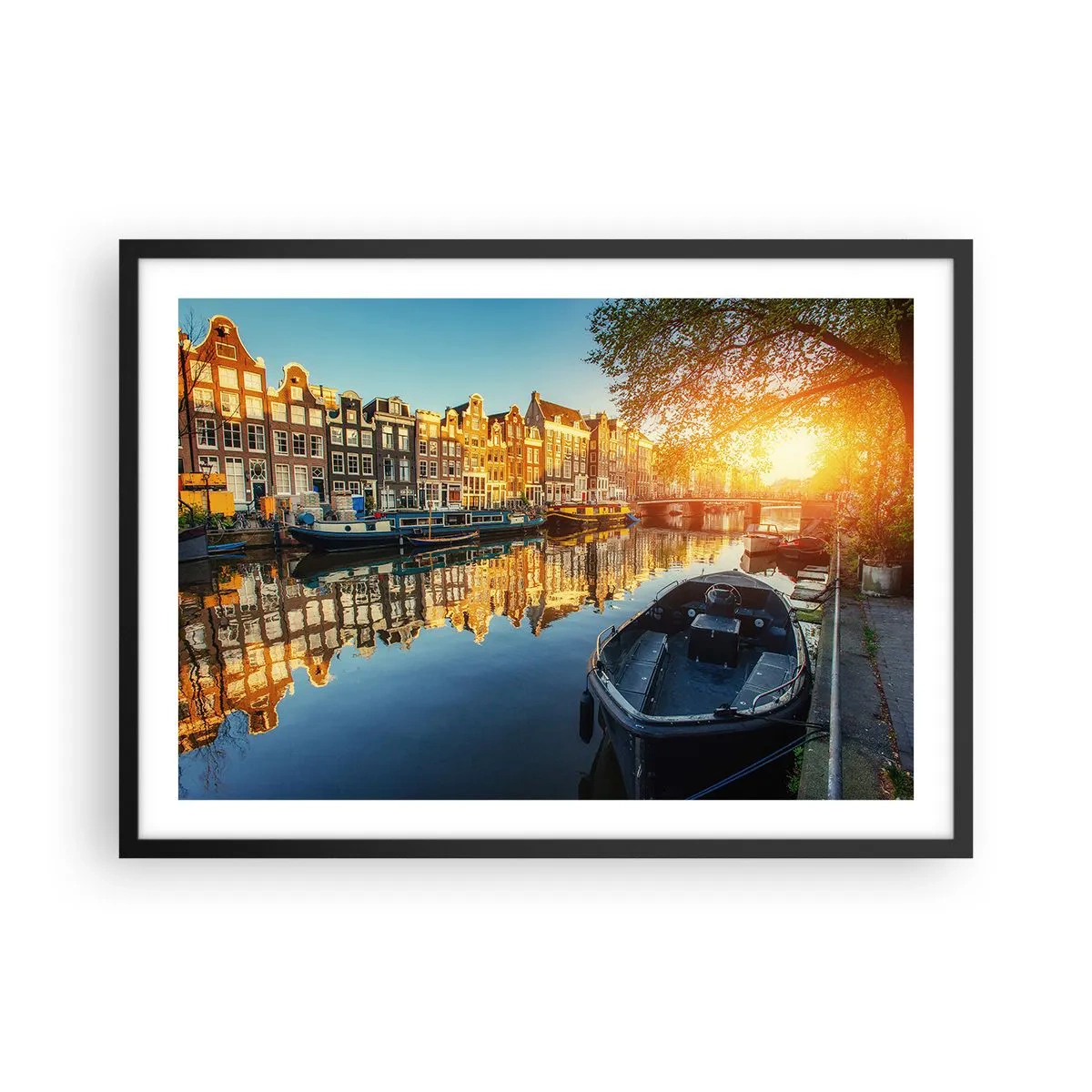 Poster în ramă neagră - Dimineața în Amsterdam - 70x50 cm