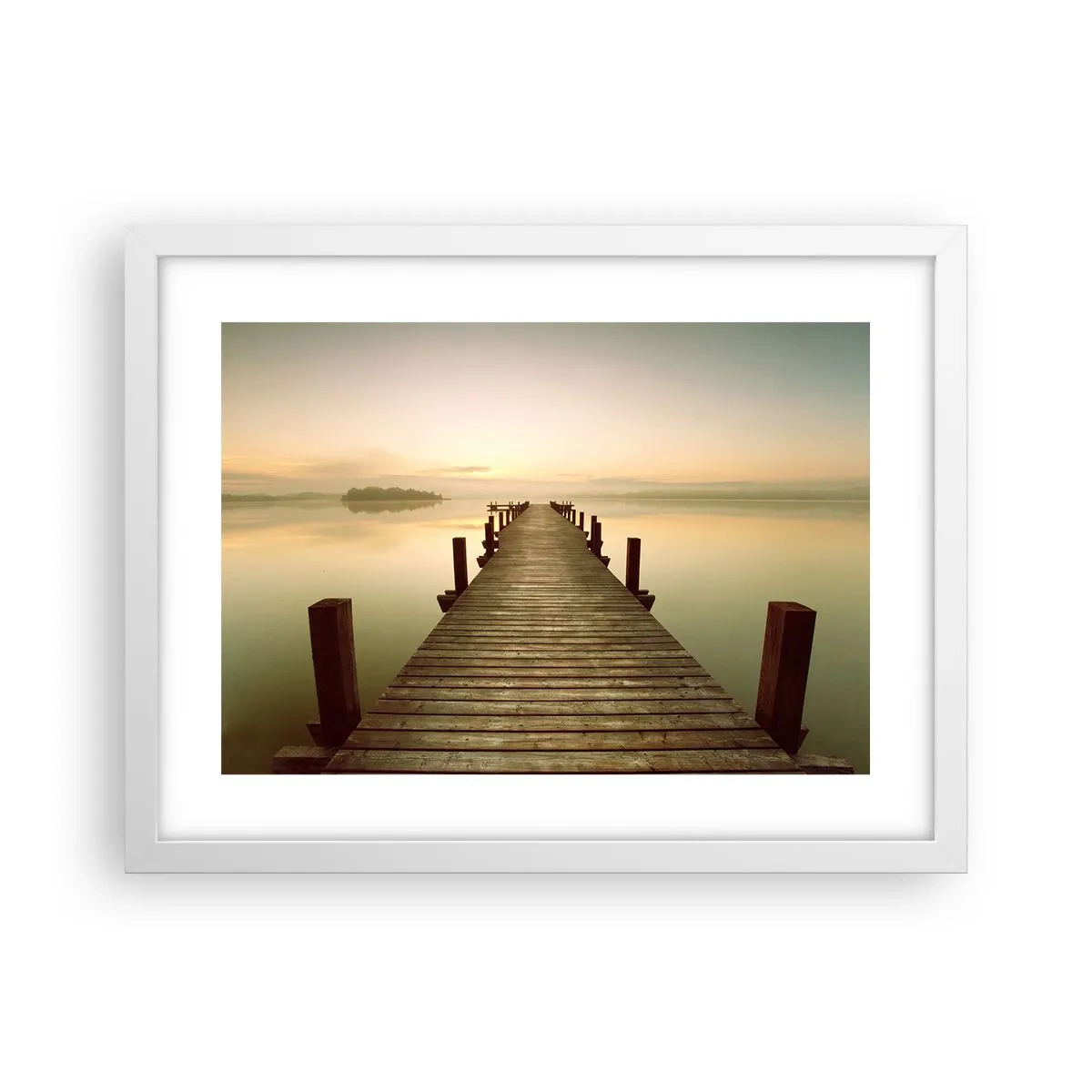Poster în ramă albă - Înainte de răsărit, zori, lumină - 40x30 cm