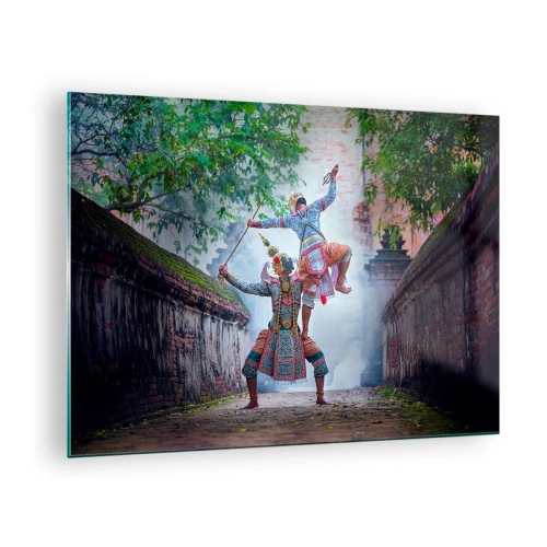 Tablou pe sticlă - Dans tradițional într-un cadru istoric cu culori vibrante - 70x50cm - Un dans de o frumusețe mortală - Decorațiune modernă pentru perete pentru living și dormitor ARTTOR