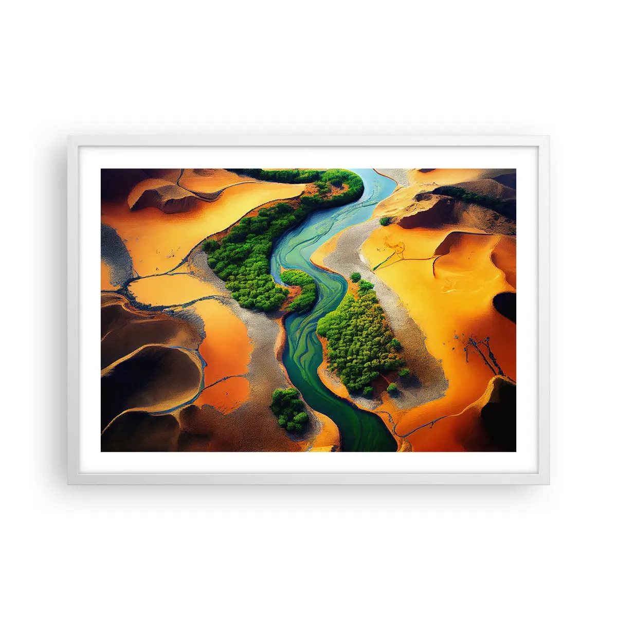 Poster în ramă albă - Râul care dă viață - 70x50 cm