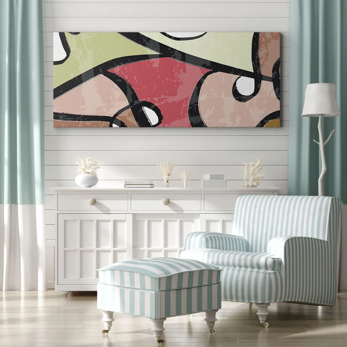 Tablou pe pânză - Piruetă printre culori - 90x30 cm