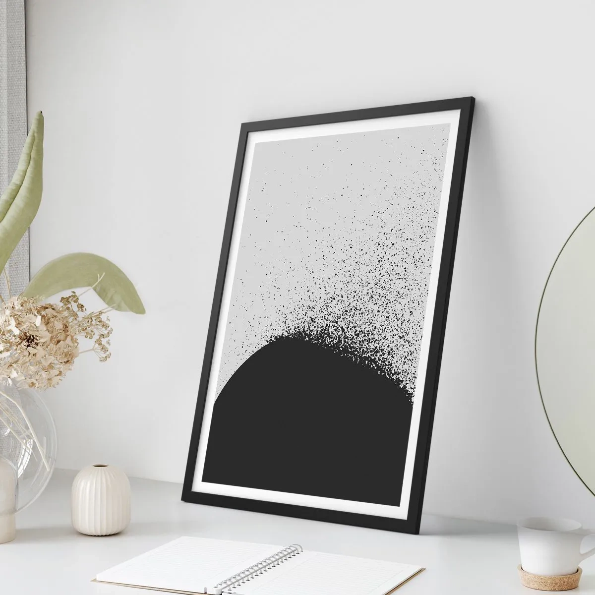 Poster în ramă neagră - Mișcarea particulelor - 61x91 cm