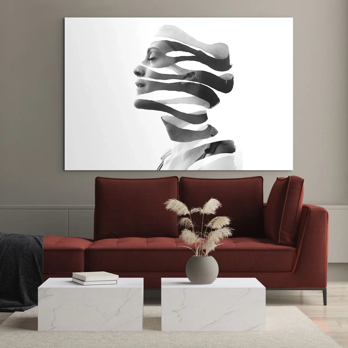 Tablou pe sticlă - Un portret suprarealist - 100x70 cm