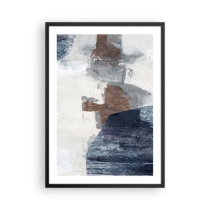 Poster în ramă neagră - Abstracție modernă în nuanțe de maro și albastru marin - 50x70cm - Forme albastre-maronii - Decorațiune modernă pentru perete pentru living și dormitor ARTTOR