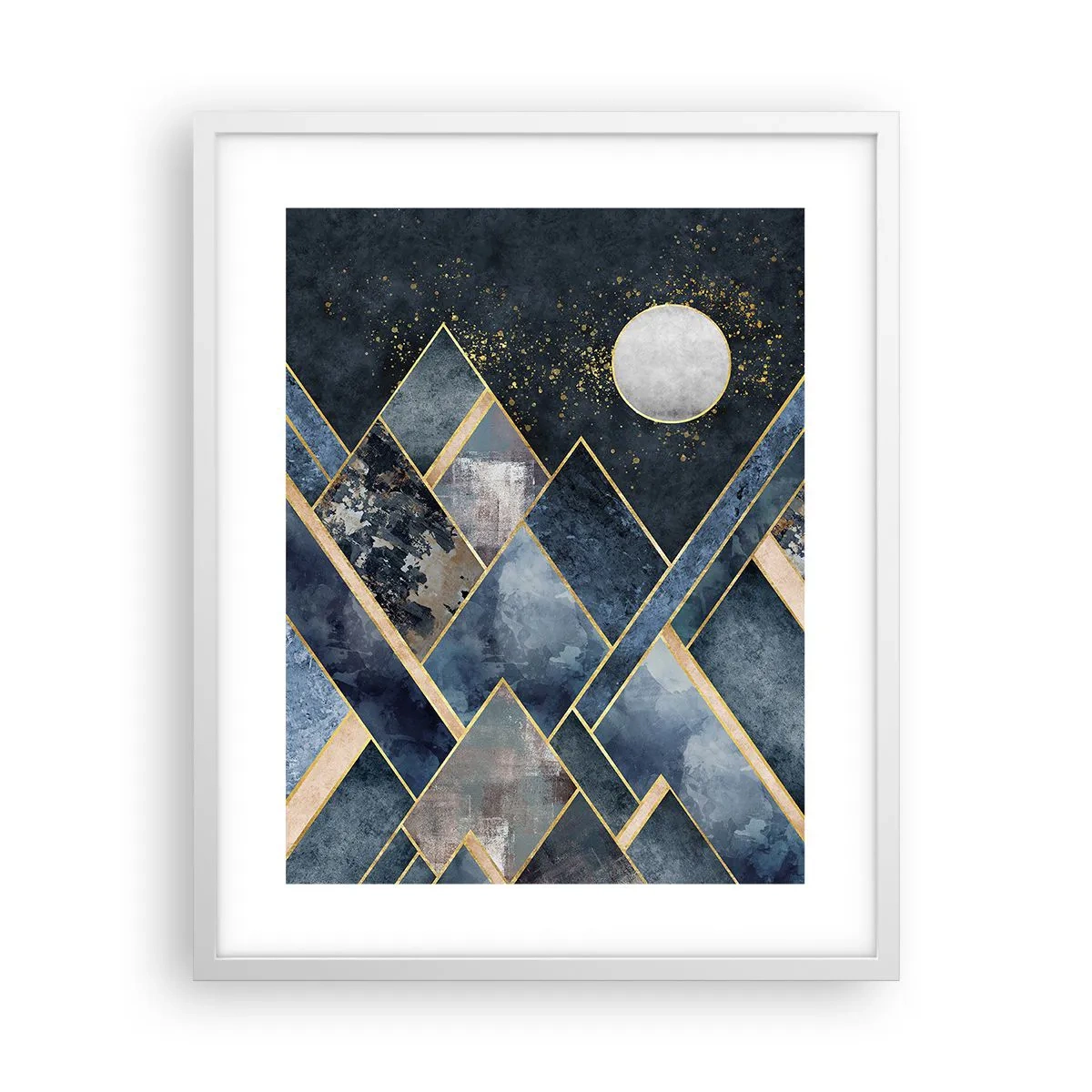 Poster în ramă albă - Peisaj geometric - 40x50 cm