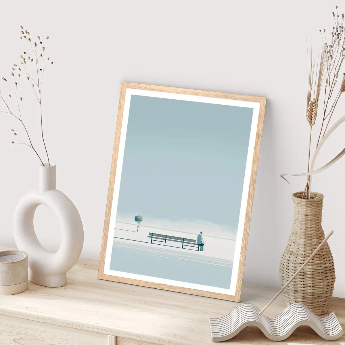 Poster în ramă de stejar deschis - Da, aștept. - 61x91 cm