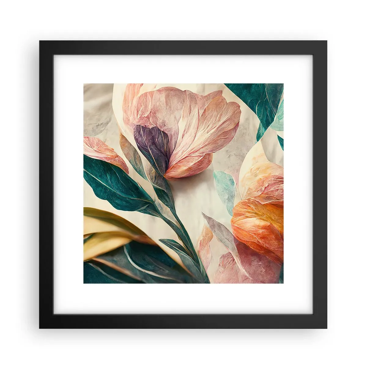 Poster în ramă neagră - Flori din insulele sudice - 30x30 cm