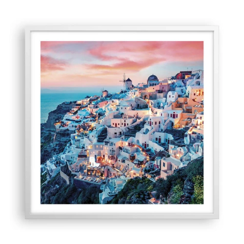 Poster în ramă albă - Vacanța ta grecească - 60x60 cm