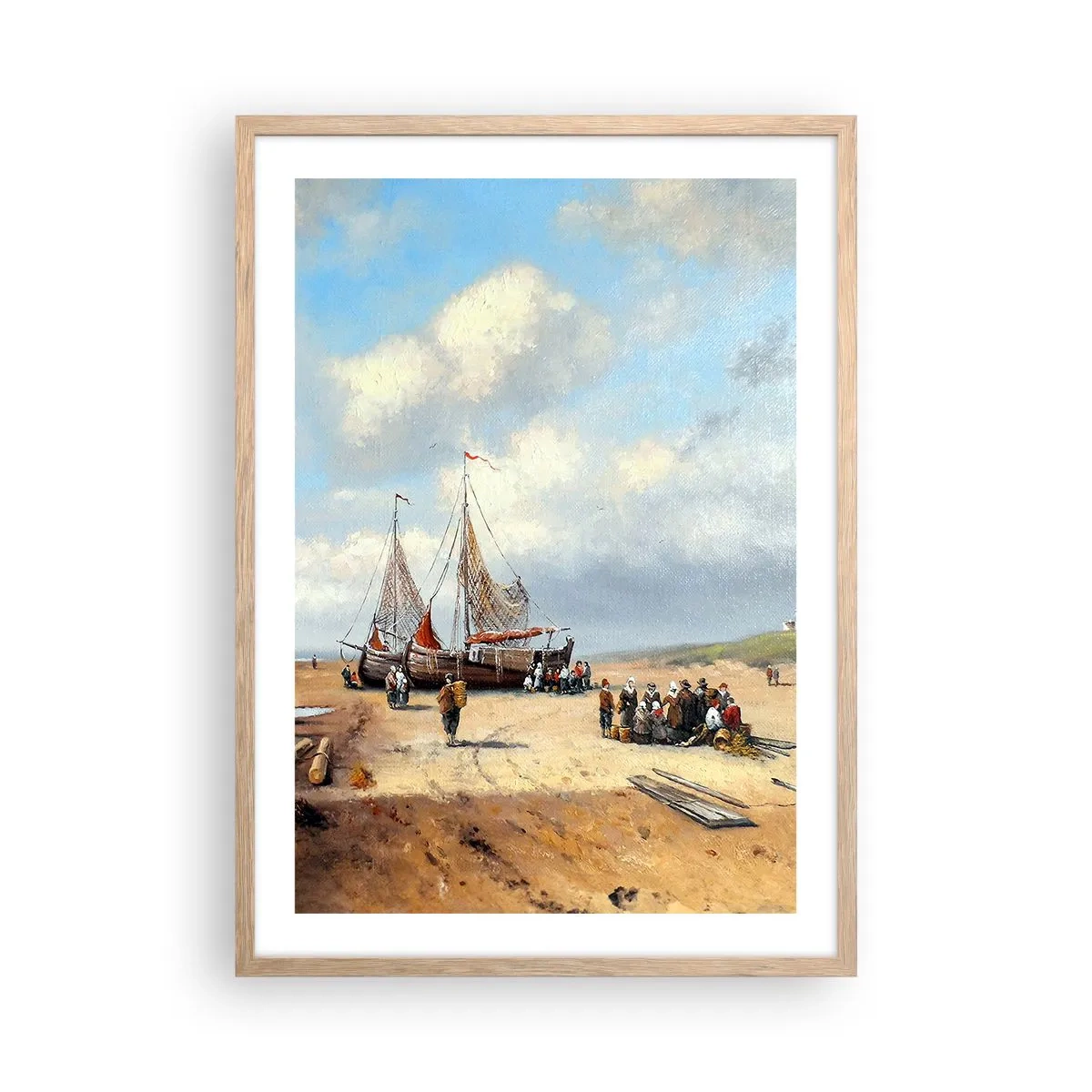 Poster în ramă de stejar deschis - Pescuit de succes - 50x70 cm