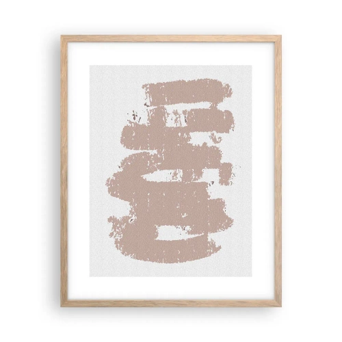 Poster în ramă de stejar deschis - Abstracție în roz moale - 40x50 cm