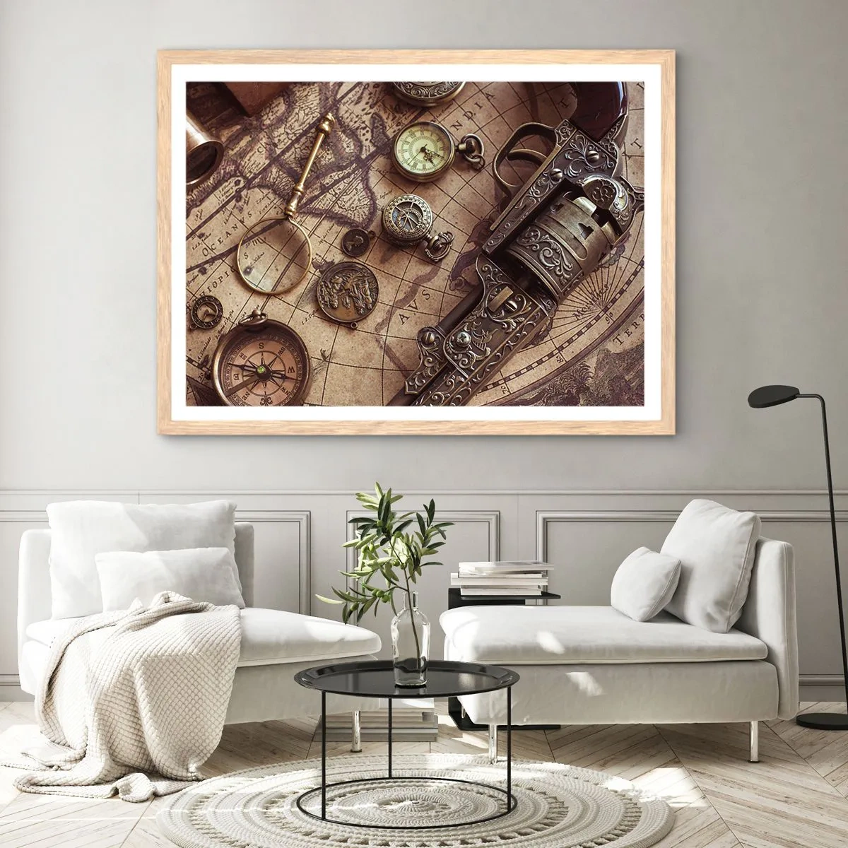 Poster în ramă de stejar deschis - Sugestii de aventură - 91x61 cm