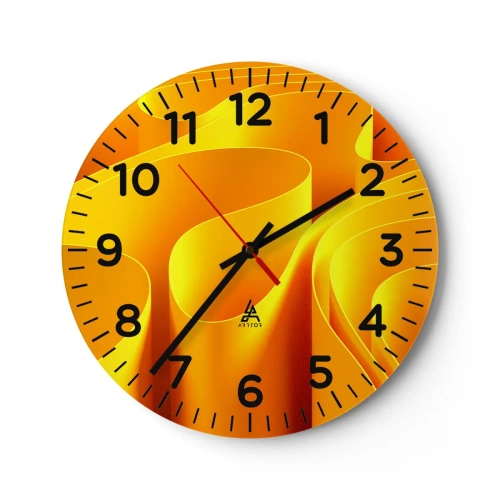 Ceas de perete - Ceas pe sticlă - Ca niște valuri de soare - 40x40 cm