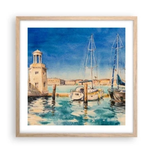 Poster în ramă de stejar deschis - Laguna însorită - 50x50 cm