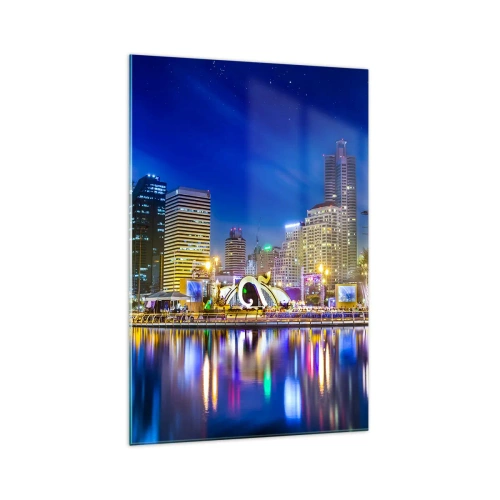 Tablou pe sticlă - Noaptea de curcubeu a metropolei - 70x100 cm