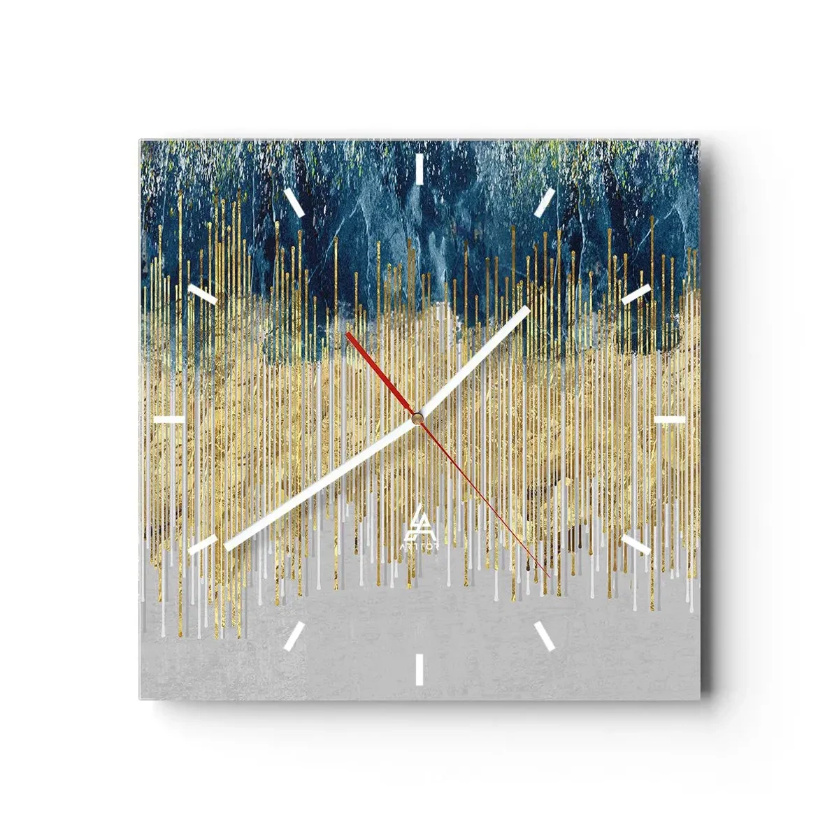 Ceas de perete - Ceas pe sticlă - Granița aurită - 30x30 cm