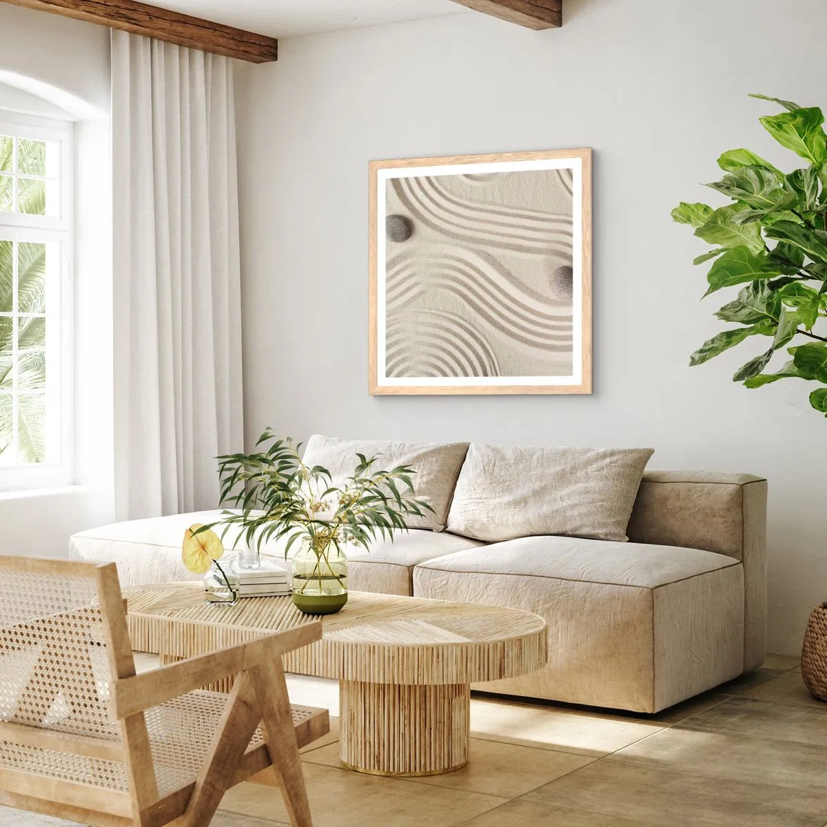 Poster în ramă de stejar deschis - Atingere de căldură - 30x30 cm