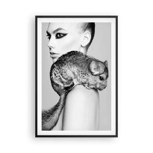 Poster în ramă neagră - Dama cu șinșilă - 61x91 cm