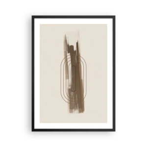 Poster în ramă neagră - Formă geometrică în nuanțe de maro și bej - 50x70cm - O adiere de gri - Decorațiune modernă pentru perete pentru living și dormitor ARTTOR