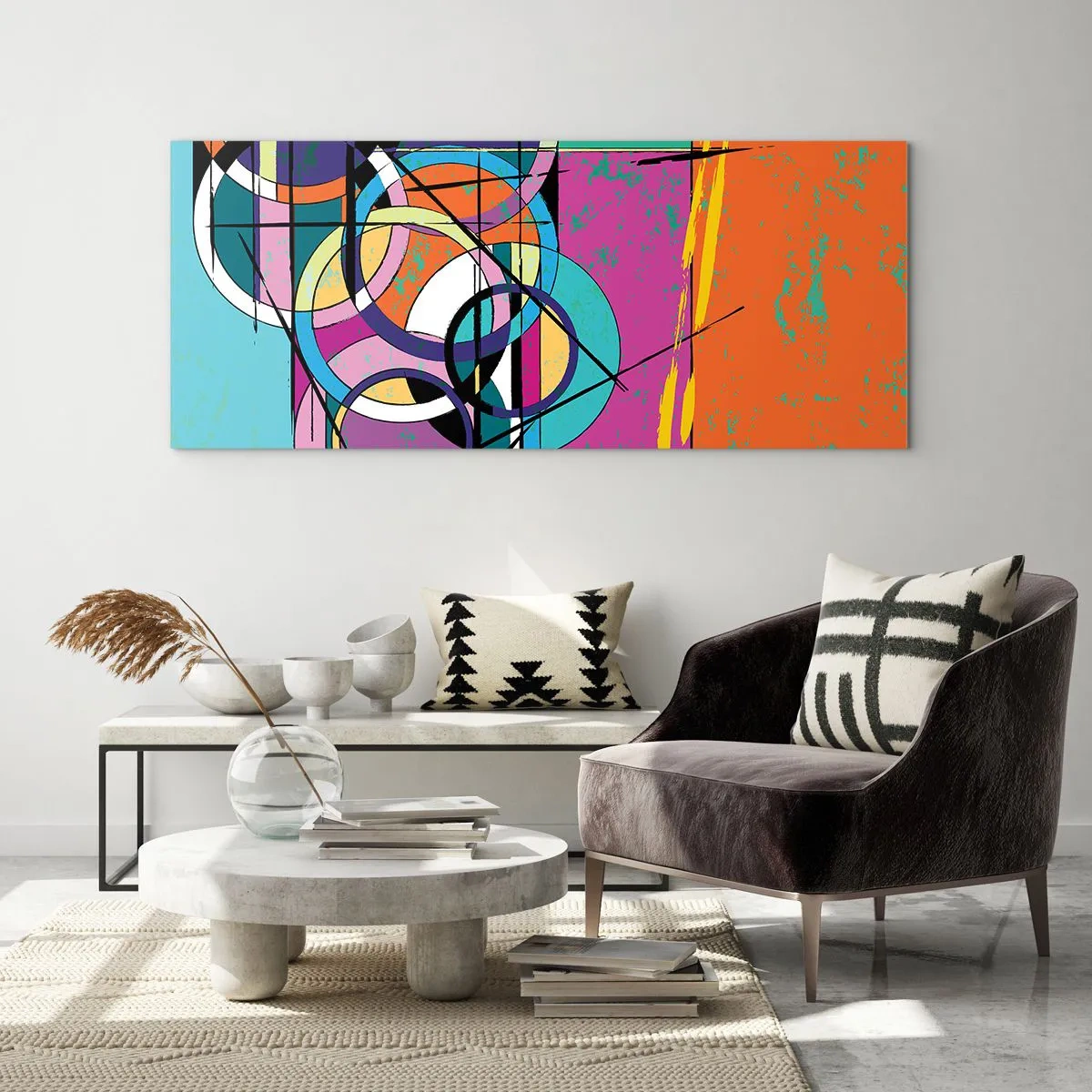 Tablou pe sticlă - Roată cu roată - 120x50 cm