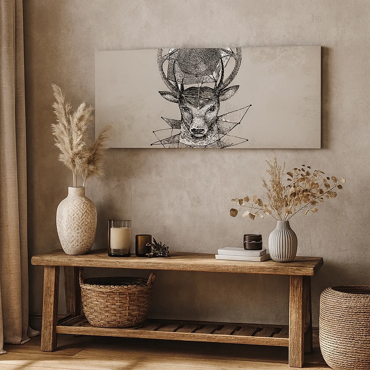 Tablou pe pânză - Viziunea Sfântului Hubertus - 30x30 cm