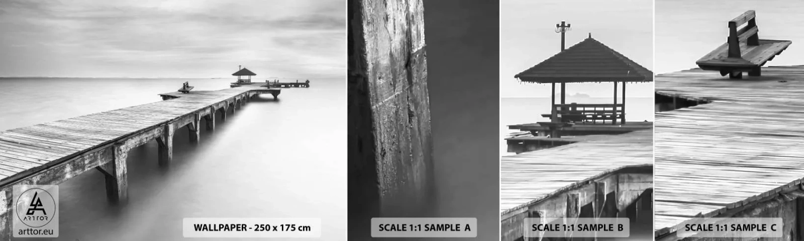 Mostră de Tapet Standard Eco - În depărtare - Peisaj, Mare, Pod de lemn - 100x30 cm