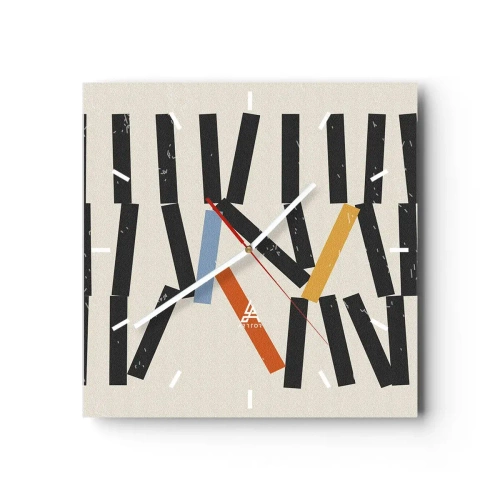 Ceas de perete - Ceas pe sticlă - Domino - compoziție - 40x40 cm