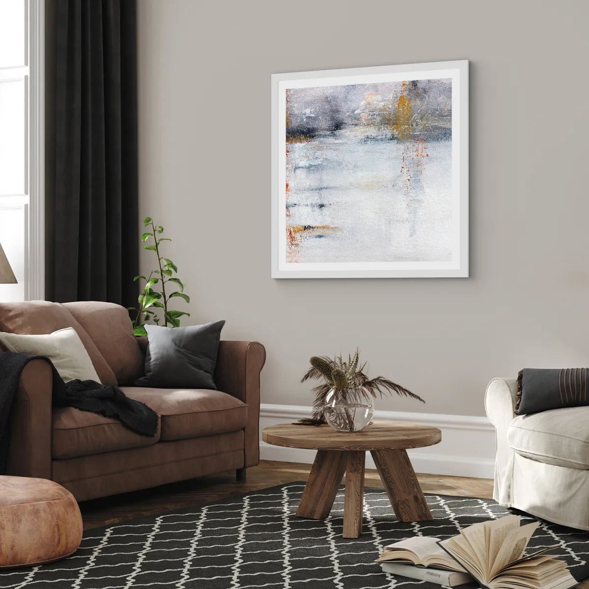 Poster în ramă albă - În spatele cortinei de aer - 60x60 cm