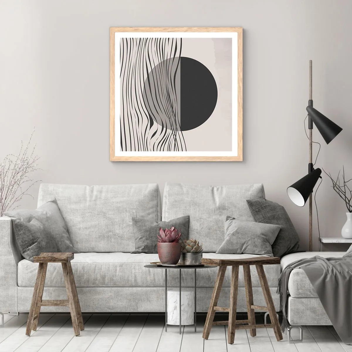 Poster în ramă de stejar deschis - Semicompunere - 40x40 cm