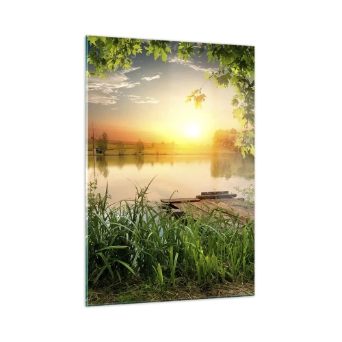 Tablou pe sticlă - Peisaj într-un cadru verde - 50x70 cm