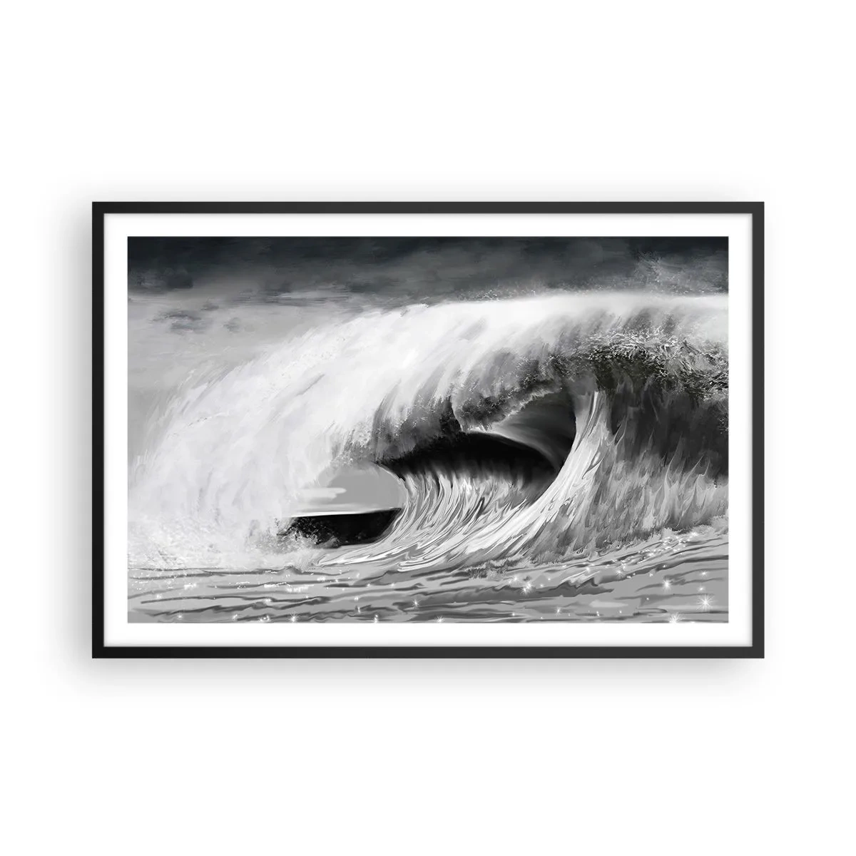 Poster în ramă neagră - Mânia oceanului - 91x61 cm