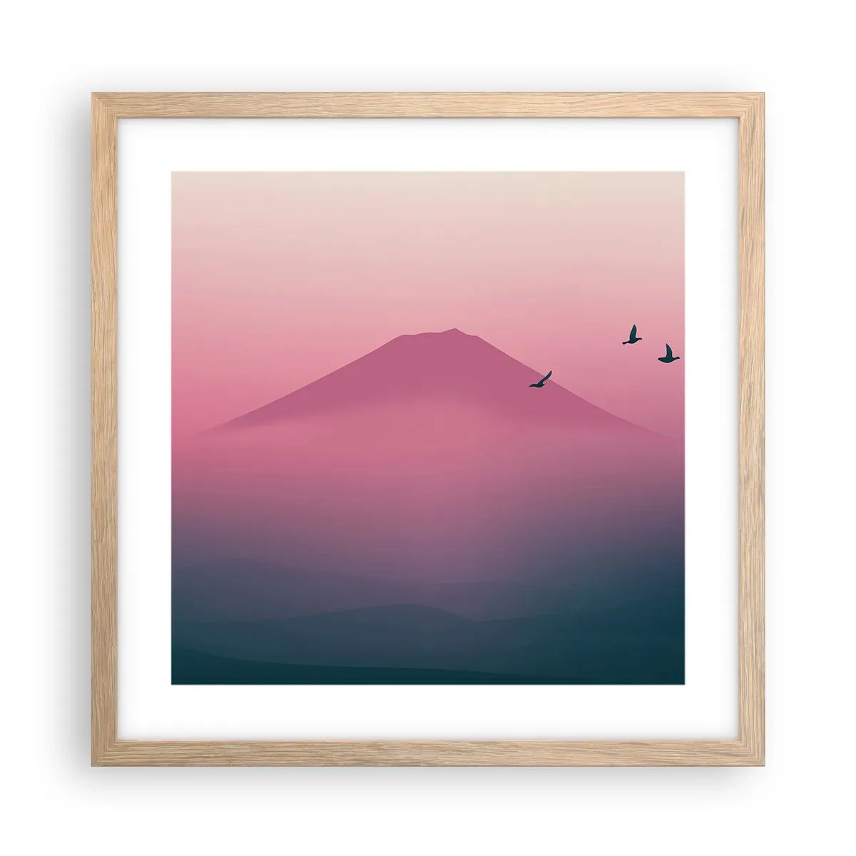 Poster în ramă de stejar deschis - Călători deasupra norilor - 40x40 cm