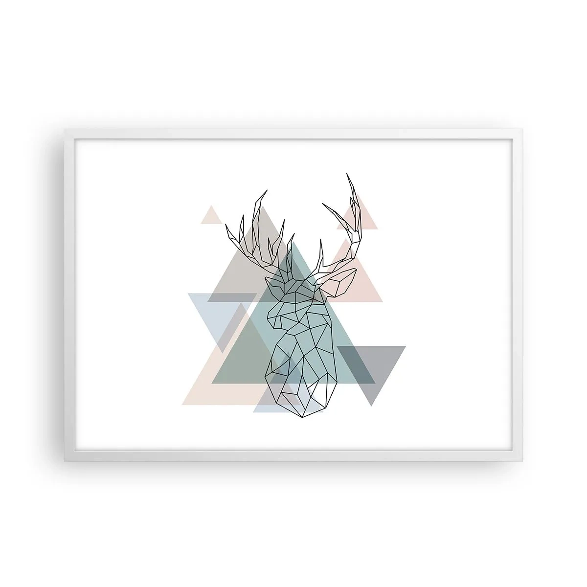 Poster în ramă albă - Într-o pădure geometrică - 70x50 cm