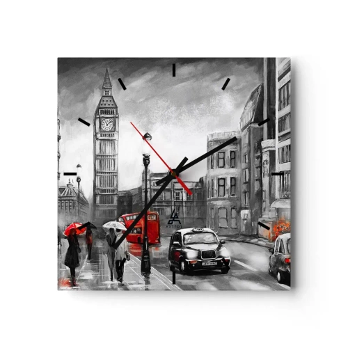 Ceas de perete - Ceas pe sticlă - Nu este deloc un oraș gri - 40x40 cm