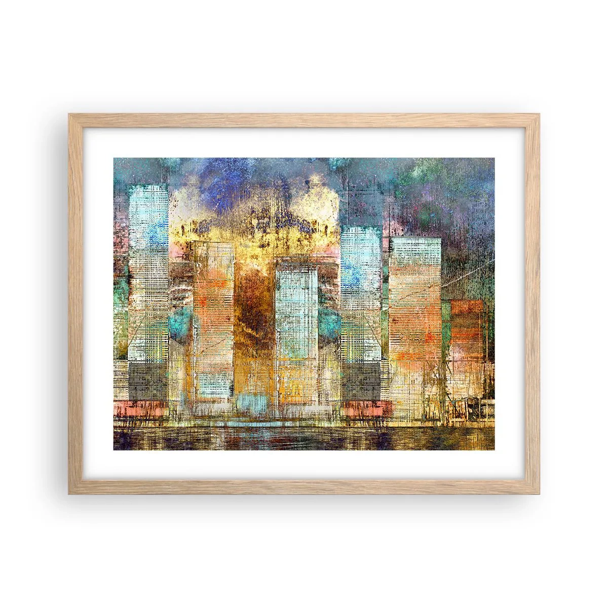 Poster în ramă de stejar deschis - Metropola însorită - 50x40 cm